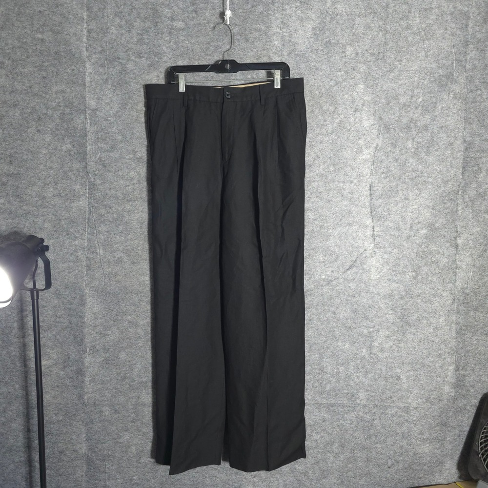Banana Republic Relaxed Fit Mens 35 Black Pleated Straight Leg Trousers NWT